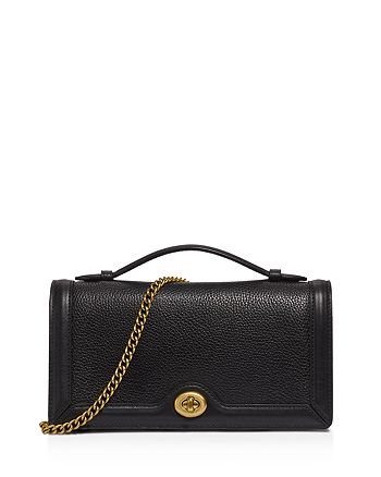 COACH Riley Medium Top-Handle Polished Pebble Leather Clutch ...