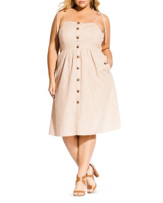 City Chic Plus - Riviera Striped Button-Front Dress
