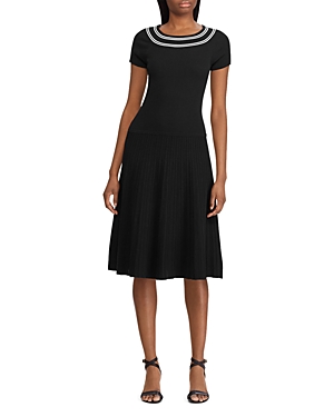 Ralph Lauren Lauren  Rib-knit Dress In Polo Black/white