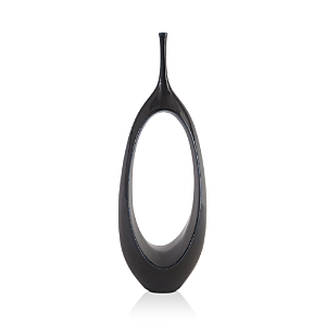 Shop Global Views Open Oval Ring Vase, Small In Charcoal