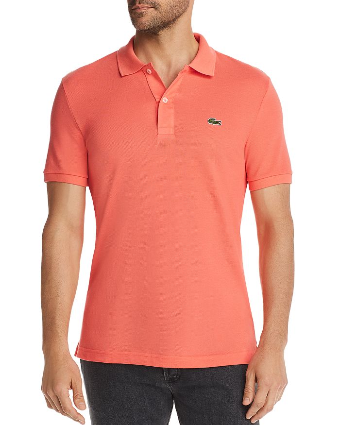 Lacoste Petit Pique Slim Fit Polo Shirt In Light Orange