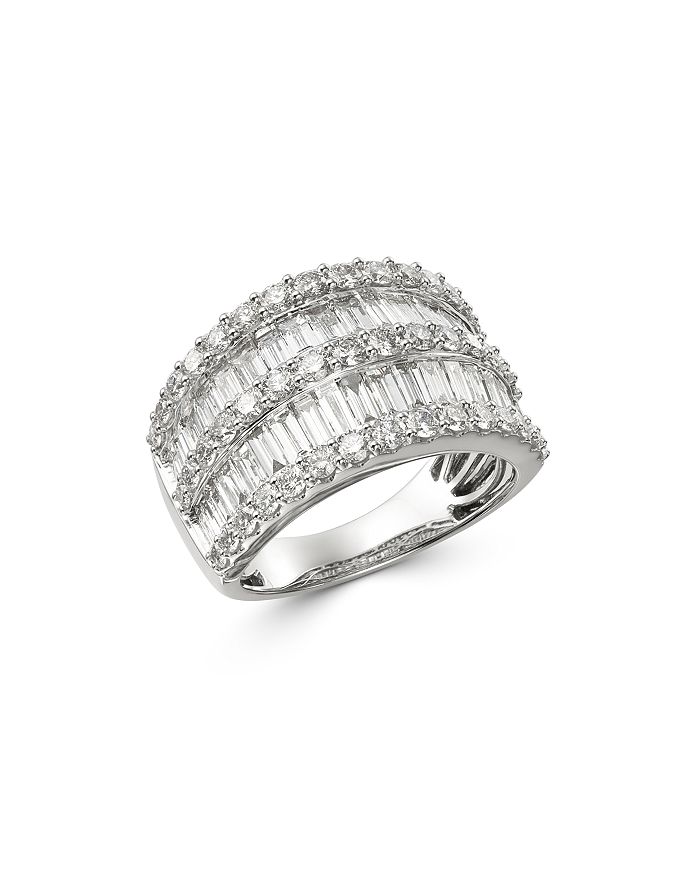 Bloomingdale's Round & Baguette Diamond Statement Band In 14k White Gold, 3.50 Ct. T.w. - 100% Exclusive