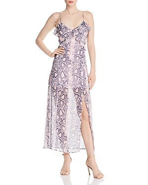 Aqua Ruffled Snake Print Maxi Dress - 100% Exclusive In Pink/blue