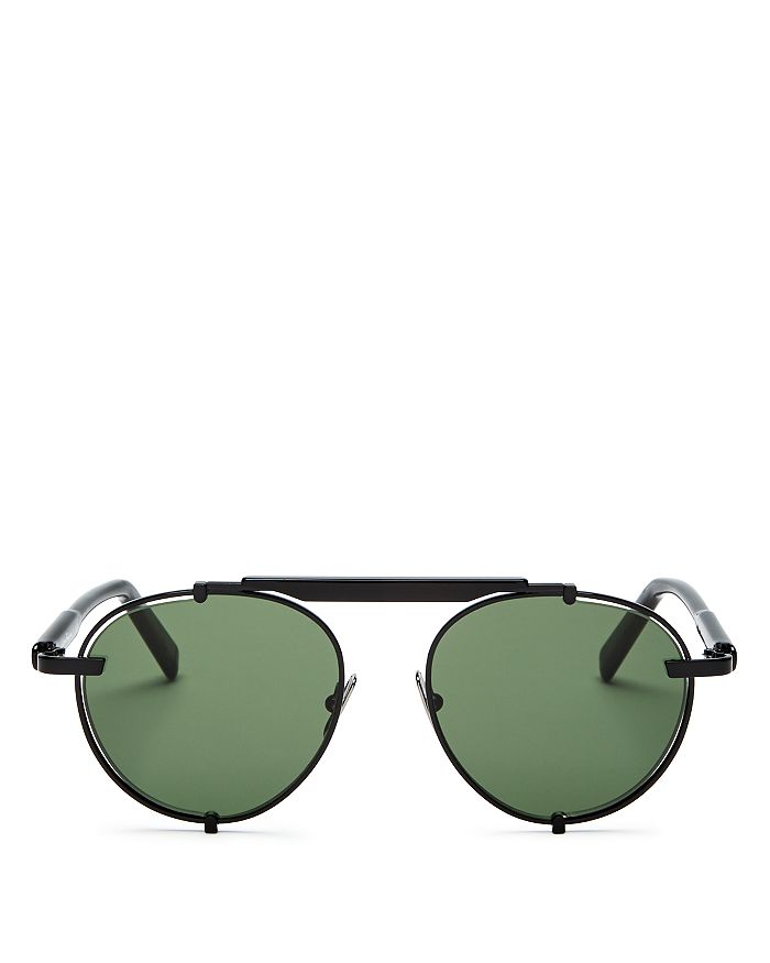 Ferragamo Men's Brow Bar Round Sunglasses, 52mm In Black/green