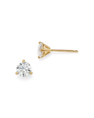 Certified Diamond Stud Earrings in 18K Yellow Gold Martini Setting, 1.0 tcw 