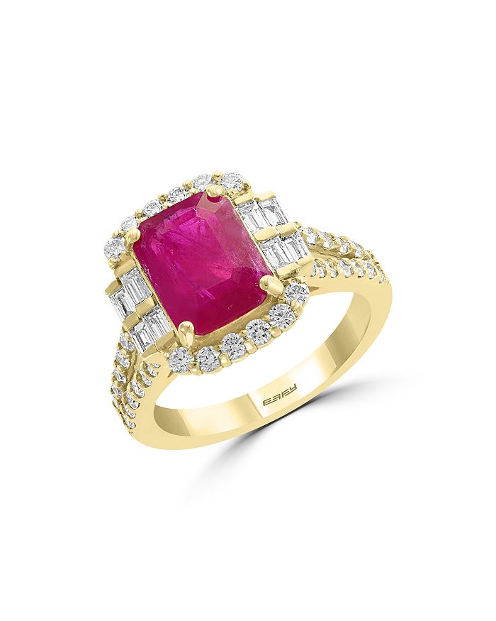 Bloomingdale's Ruby & Diamond Statement Ring In 18k Yellow Gold - 100% Exclusive In Red/gold