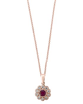 Bloomingdale's - Certified Ruby & Diamond Milgrain Pendant Necklace in 14K Rose Gold - 100% Exclusive