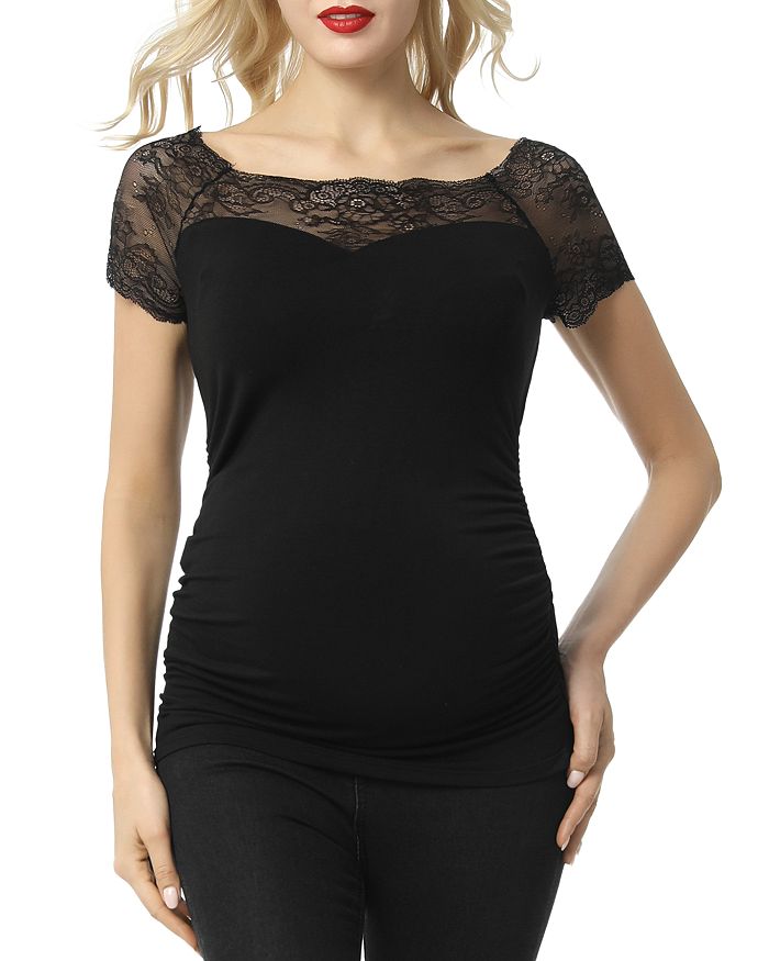 KIMI & KAI VALERIE LACE TRIMMED MATERNITY TOP,912-199812