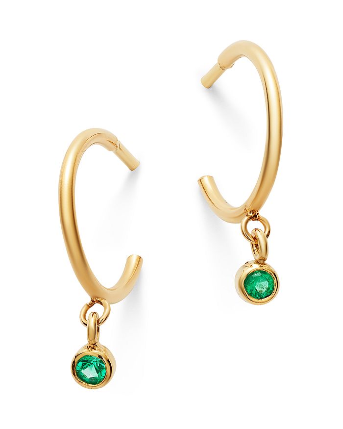Zoë Chicco 14K Yellow Gold Emerald Huggie Hoop Earrings | Bloomingdale's