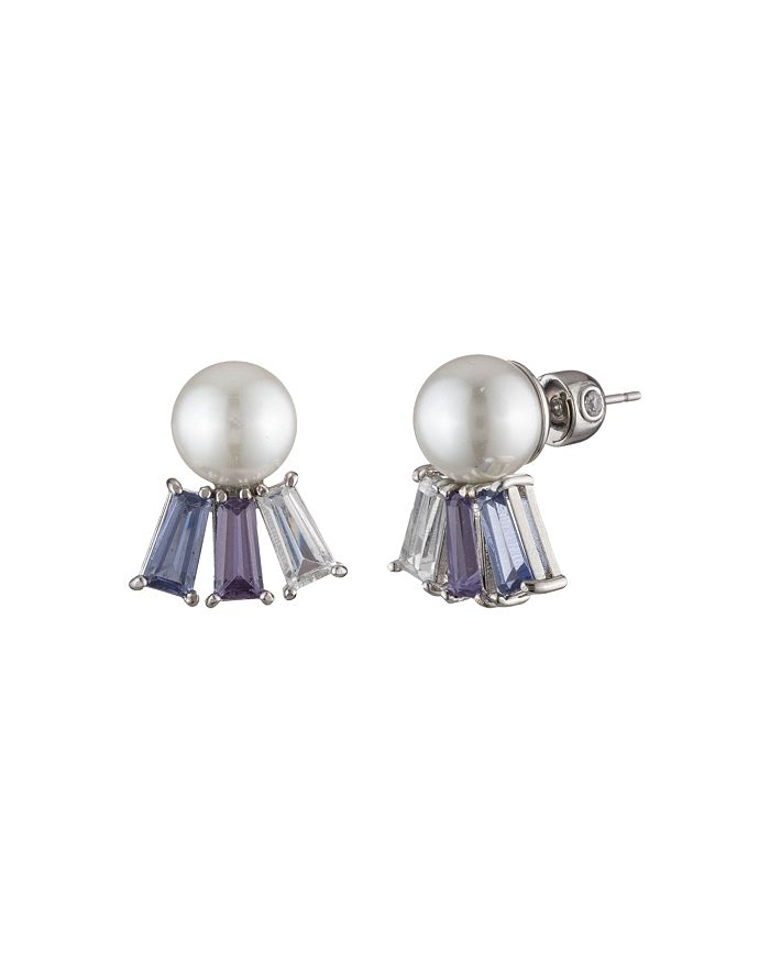 Carolee Stone Dangle Earrings In Silver/multi