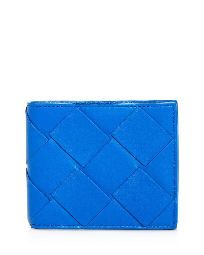 Bottega Veneta Men's Woven Leather Bi-fold Wallet In Blue
