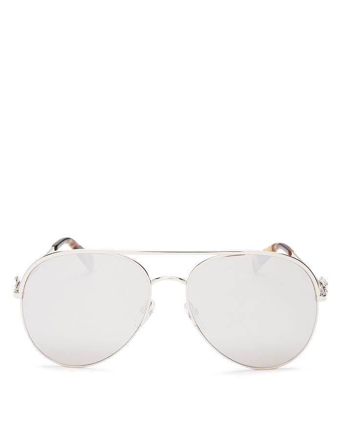 Marc Jacobs Women's Marc Daisy Brow Bar Aviator Sunglasses, 58mm In Palladium/silver Mirrored