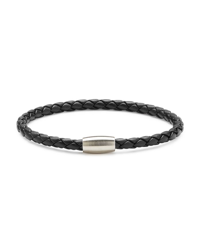 Link Up Braided Leather Cord Bracelet In Black