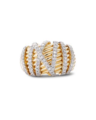 18K Yellow Gold Helena Dome Ring with Diamonds