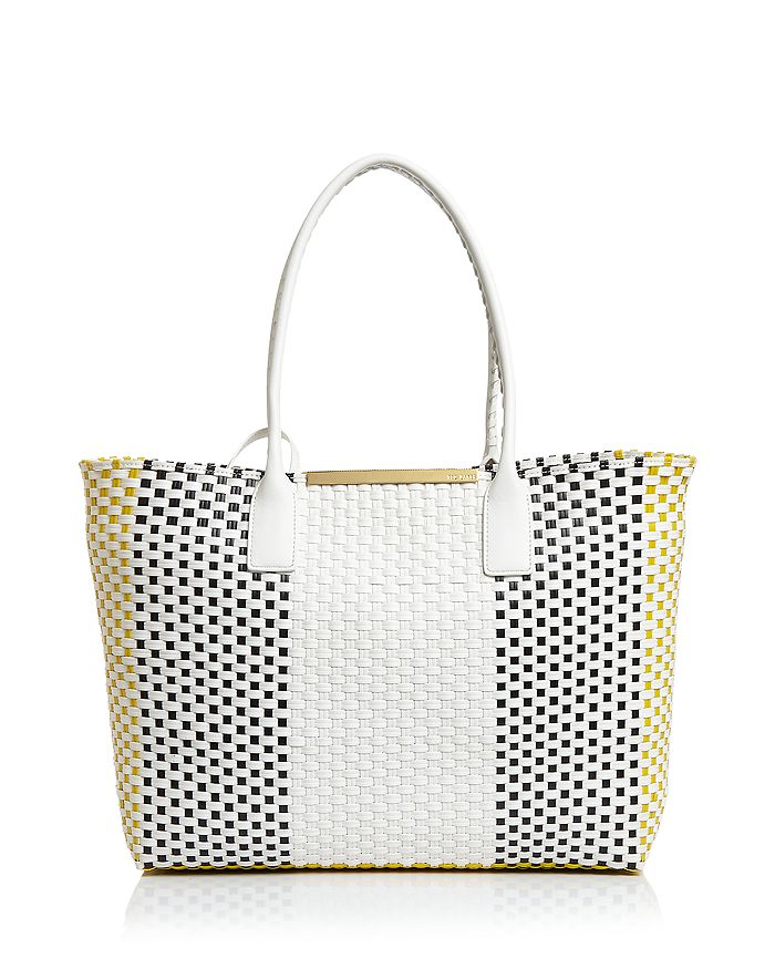 Ted Baker Maargo Large Woven Tote In White/gold