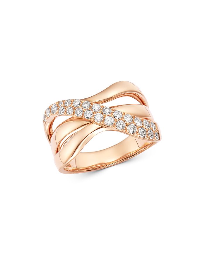 Bloomingdale's Diamond Wave Crossover Band In 14k Rose Gold, 0.60 Ct. T.w. - 100% Exclusive In White/rose Gold