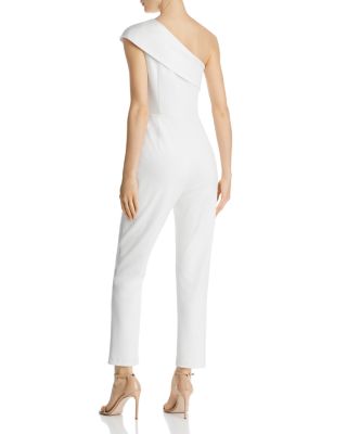 color block chiffon overlay one shoulder jumpsuit