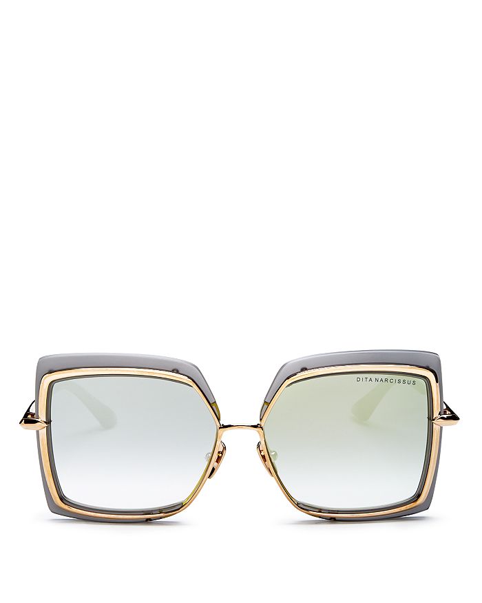 Dita Women's Narcissus Oversized Square Sunglasses, 58mm In Crystal/gold Gradient Mirror
