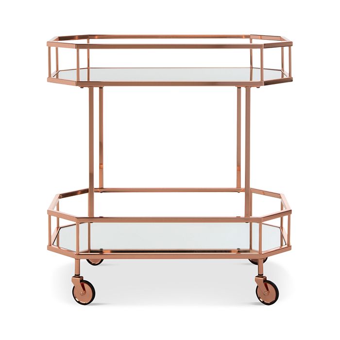 Safavieh Silva 2-tier Octagon Bar Cart In Rose Gold/mirror