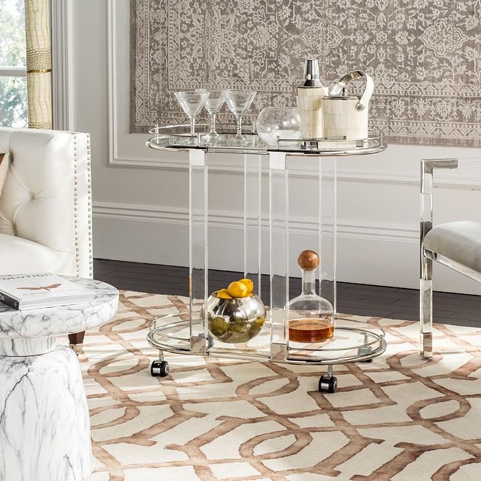 Shop Safavieh Lennon Acrylic Bar Trolley In Silver