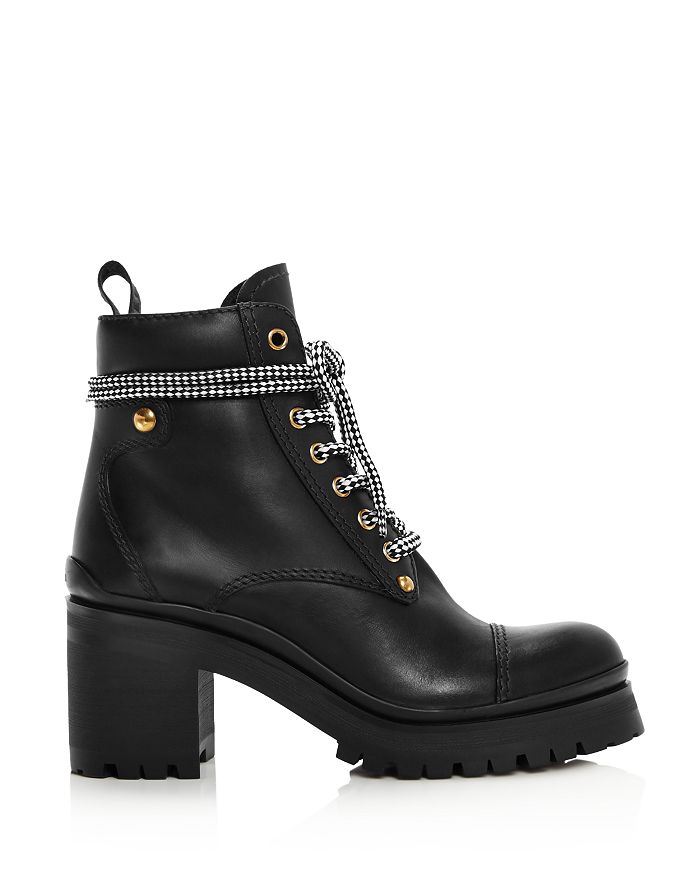 Miu Miu Women's Never Mind Block Heel Hiking Boots In White Leather | ModeSens