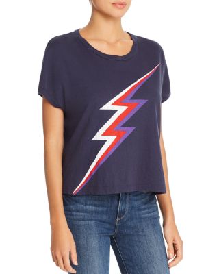 SYD AND MALLORY★SHEER LIGHTNING TEE Women's Tampa Bay Lightning The Wild Collective Rhinestone Cotton Jers