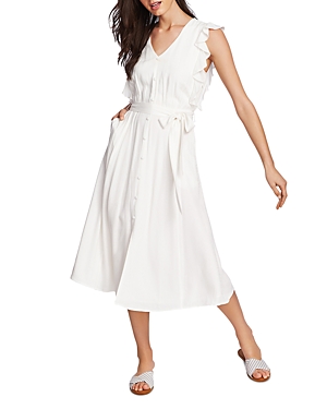 1.state Sleeveless Ruffle-trim Midi Dress In Soft Ecru