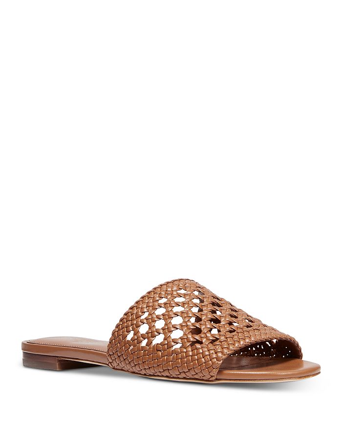 MICHAEL MICHAEL KORS WOMEN'S AUGUSTINE WOVEN LEATHER SLIDE SANDALS,40T9AUFP1L