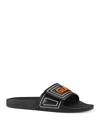 Gucci Men's Leather Logo Slide Sandals | Bloomingdale's
