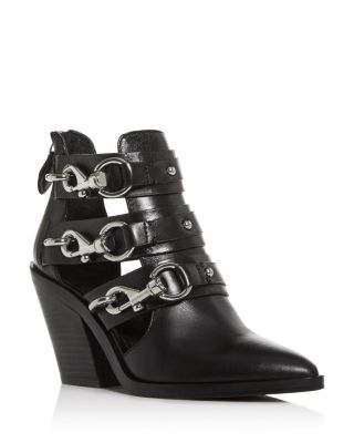 Seavie Clip-Clasp Pointed-Toe Booties 