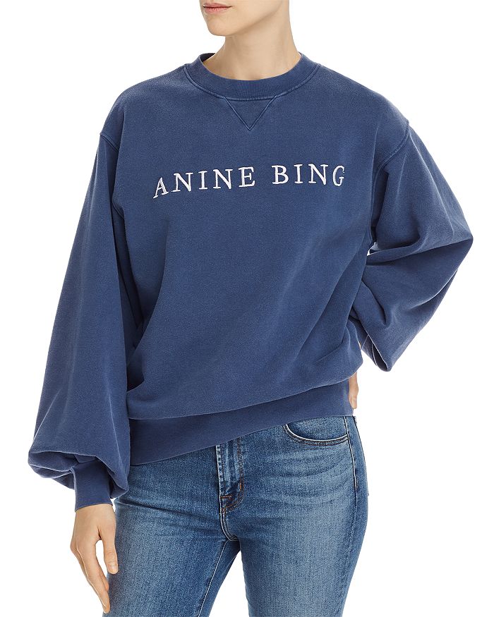 ANINE BING Esme Embroidered-Logo Sweatshirt,AB47-049-15