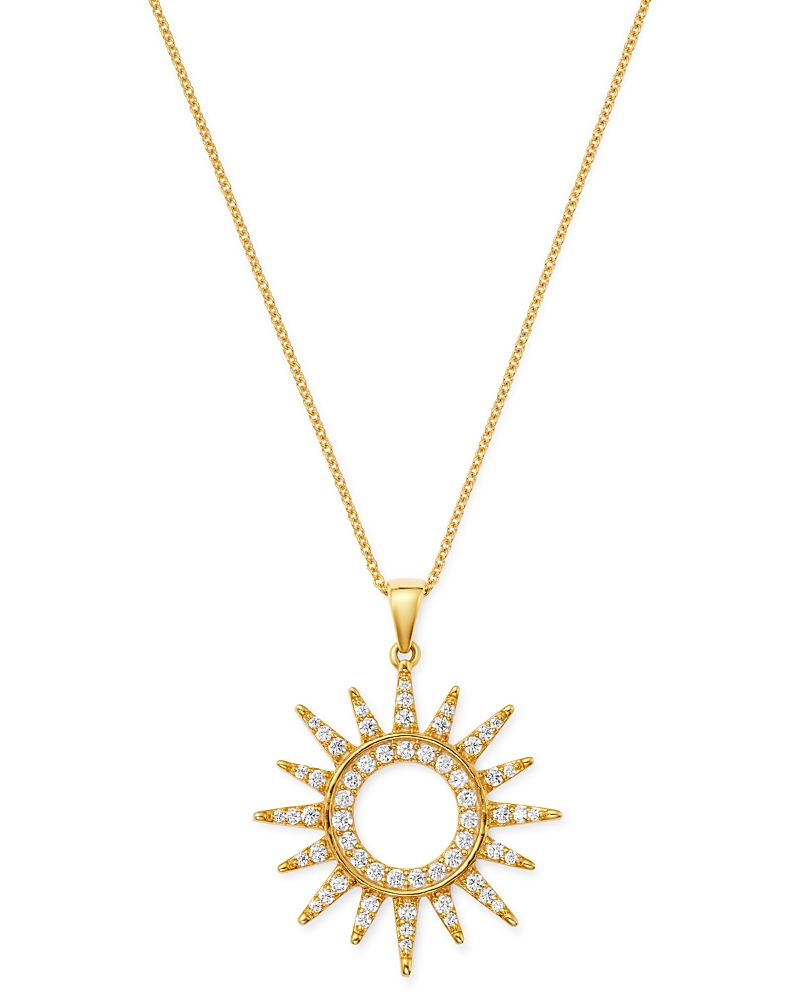 Bloomingdale's Fine Collection Diamond Sun Pendant Necklace in 14K Yellow Gold, 0.75 tcw