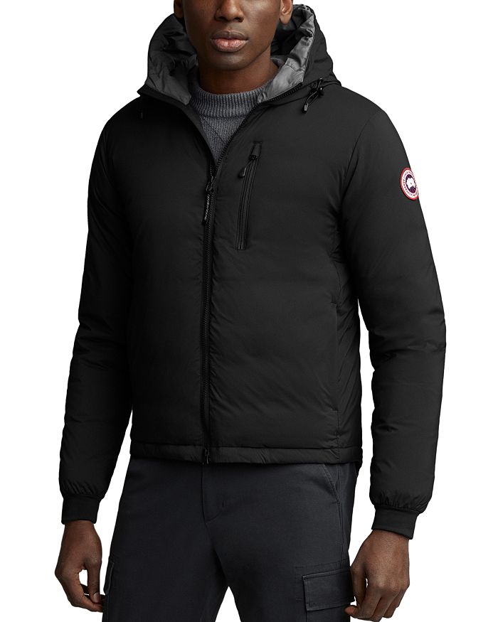 Canada Goose Lodge Packable Hooded Down Jacket In Black