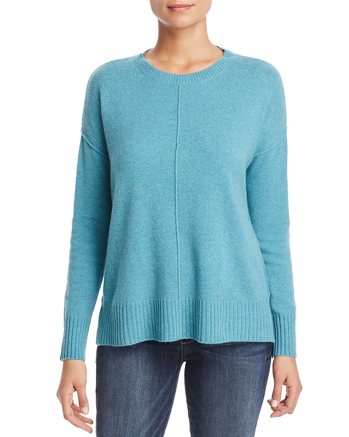 C By Bloomingdale's High/low Cashmere Crewneck Sweater - 100% Exclusive In Marled Teal