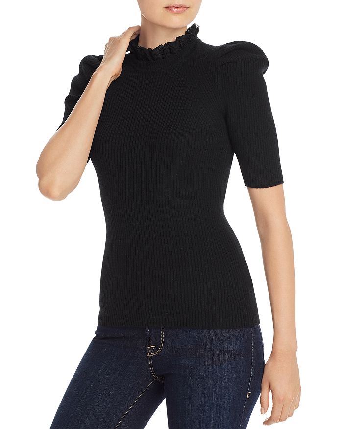 Aqua Cashmere Lace Trim Puff-sleeve Cashmere Sweater - 100% Exclusive ...