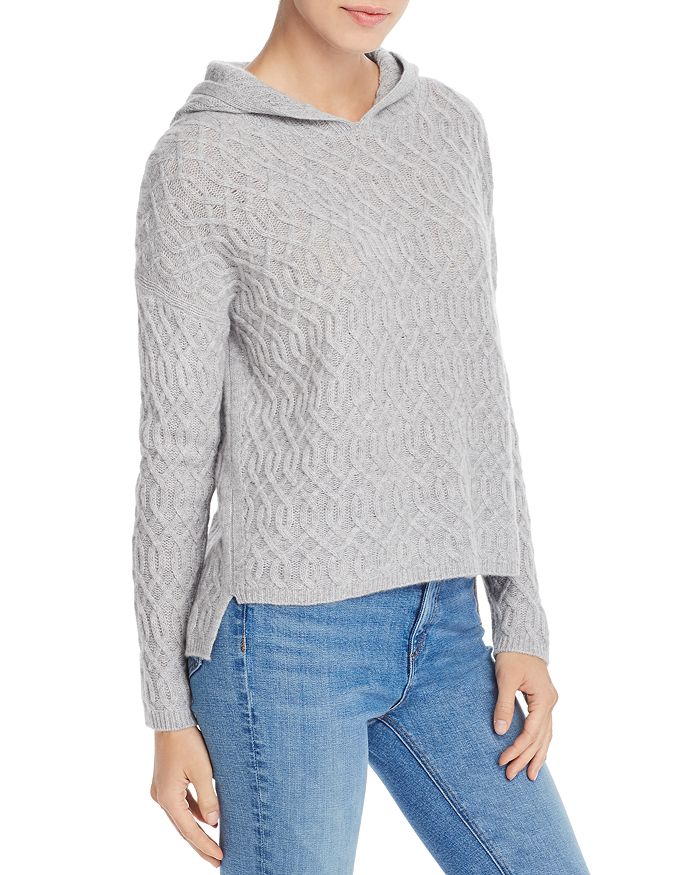 Aqua Cashmere Cable knit Hooded Cashmere Jumper 100 Exclusive