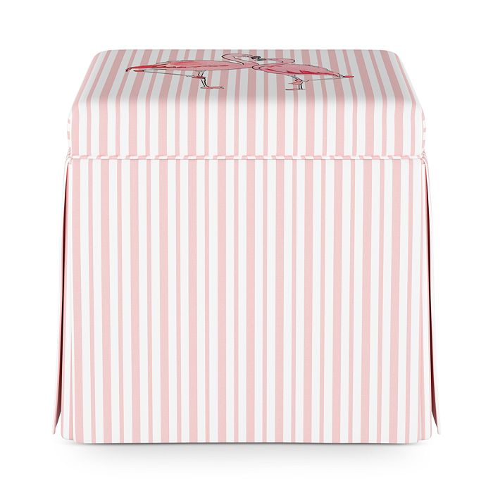 Shop Cloth & Company Gray Malin X Cloth & Co. Adrianna Storage Ottoman In Flamingo Stripe Pink