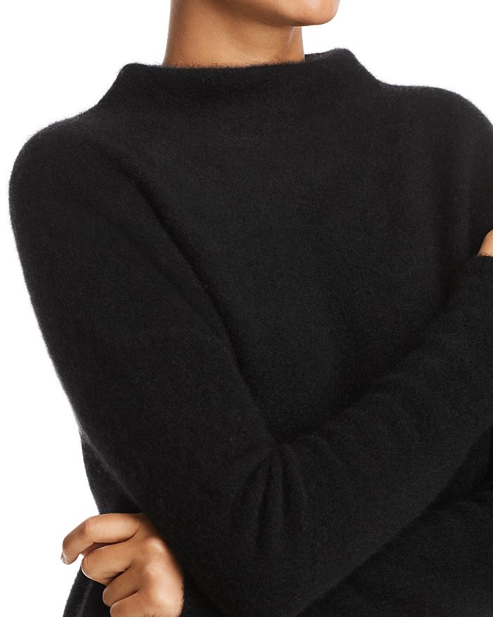 Shop C By Bloomingdale's Cashmere Mock Neck Brushed Cashmere Sweater - 100% Exclusive In Black