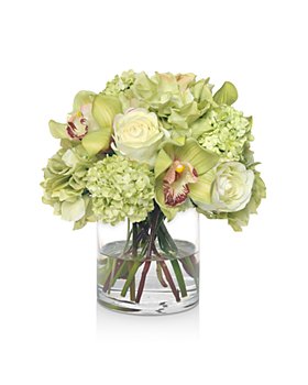 Diane James Home - Hydrangea & Orchid Faux Floral Arrangement in Glass Cylinder