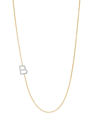 14K Yellow Gold Diamond Asymmetric Initial Necklace, 18