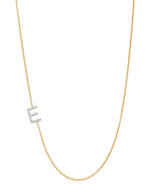 14K Yellow Gold Diamond Asymmetric Initial Necklace, 18