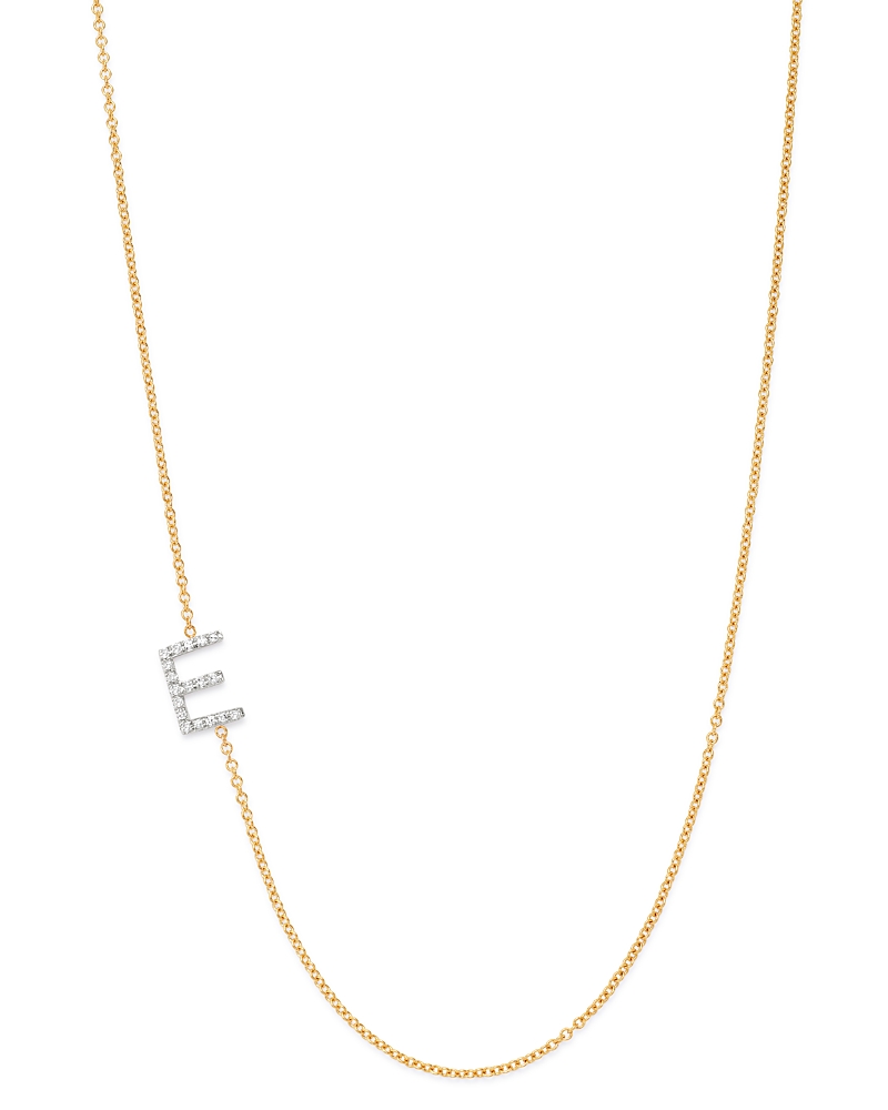 Zoe Lev 14k Yellow Gold Diamond Asymmetric Initial Necklace, 18 In E/gold