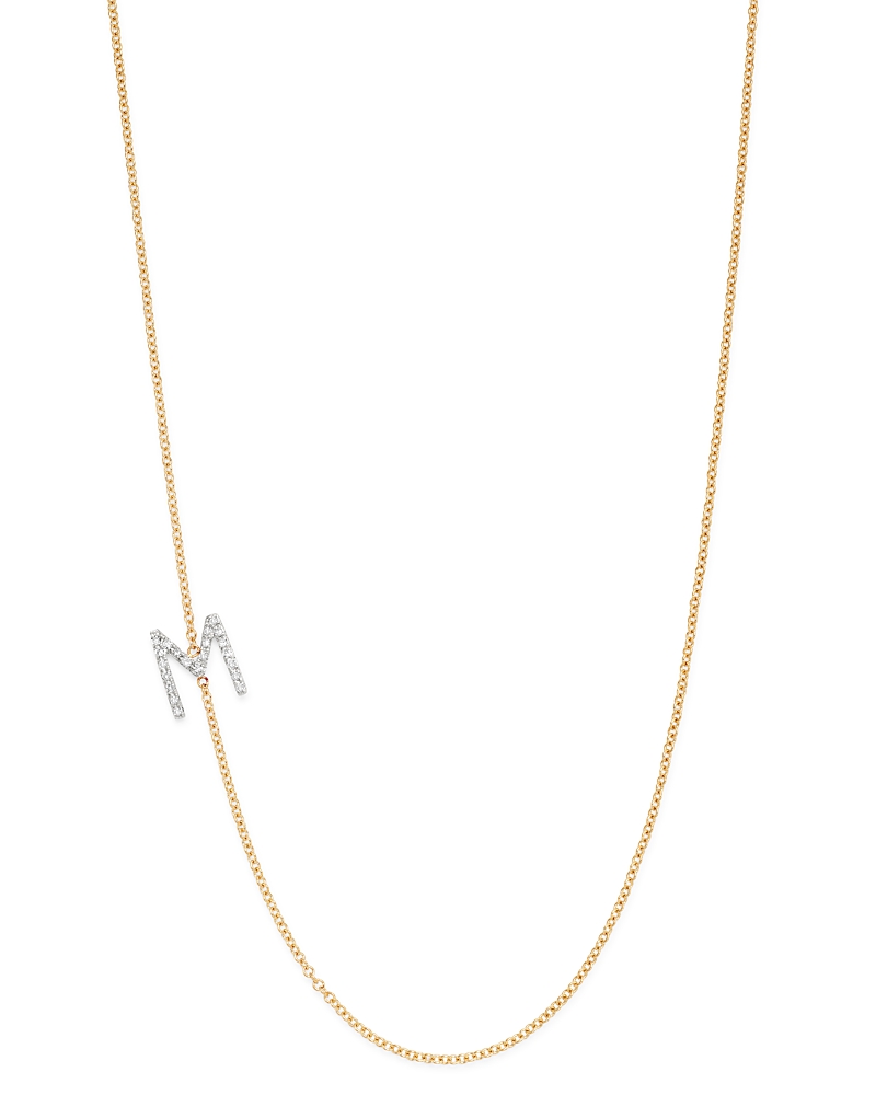 Zoe Lev 14K Yellow Gold Diamond Asymmetric Initial Necklace, 18