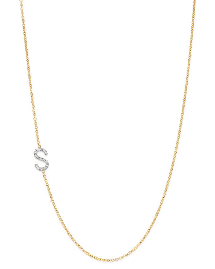 Zoe Lev 14k Yellow Gold Diamond Asymmetric Initial Necklace, 18 In S/gold