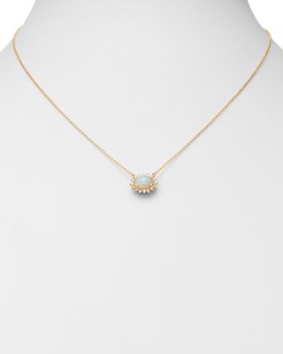 Opal and Diamond East-West Pendant Necklace in 14K Yellow Gold, 18" 
