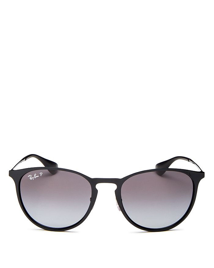 Shop Ray Ban Ray-ban Erica Polarized Classic Round Sunglasses, 54mm In Shiny Black/light Gray