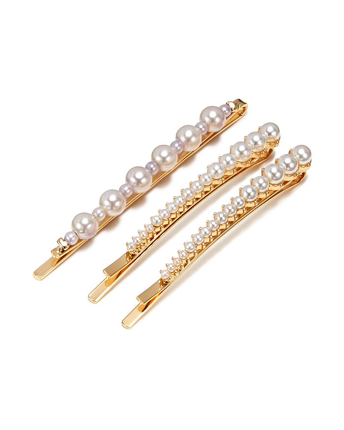 Aqua Simulated Pearl-encrusted Bobby Pins, Set Of 3 - 100% Exclusive In Ivory