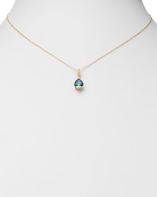 London Blue Topaz & Diamond-Accent Necklace in 14K Yellow Gold, 18" 