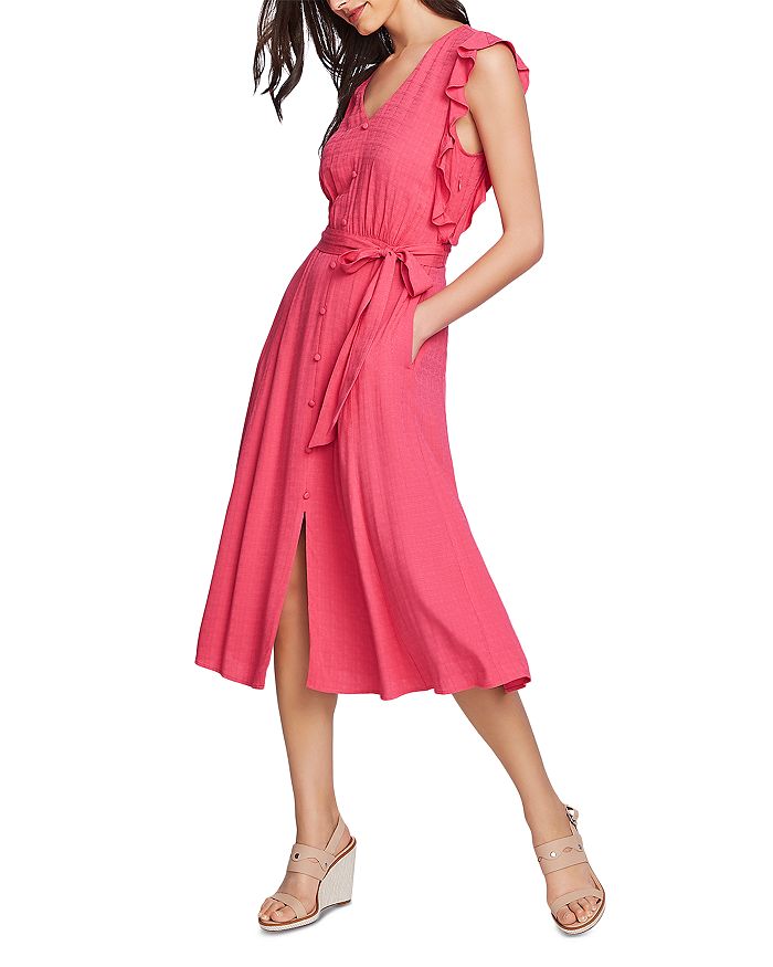 1.state Sleeveless Ruffle-trim Midi Dress In Island Bloom