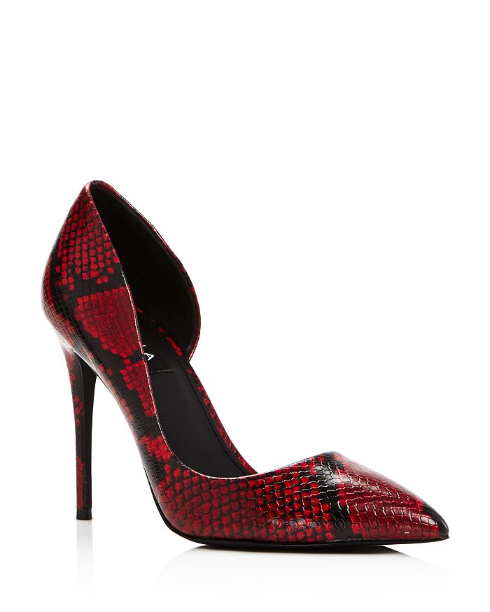 Aqua Women's Dion Half D'orsay High-heel Pumps - 100% Exclusive In Red Snake Embossed Leather